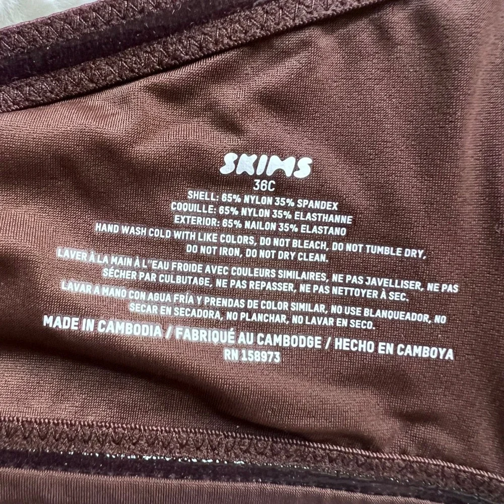 SKIMS Smoothing Intimates Unlined Strapless Bra Cocoa Brown 36C BA-BAN-2607 NEW